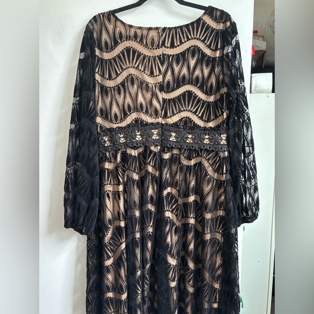 Black and Beige Lace Dress - Picture 6 of 11
